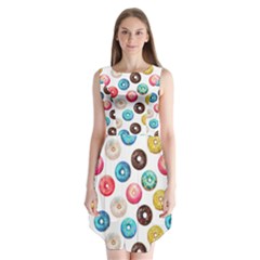 Delicious Multicolored Donuts On White Background Sleeveless Chiffon Dress   by SychEva