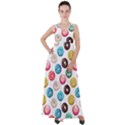 Delicious Multicolored Donuts On White Background Empire Waist Velour Maxi Dress View1