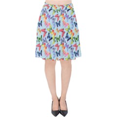 Beautiful Bright Butterflies Are Flying Velvet High Waist Skirt by SychEva