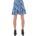 Multicolored Butterflies Fly On A Blue Background Wrap Front Skirt View2