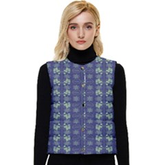 Flowers Pattern Women s Short Button Up Puffer Vest by Sparkle