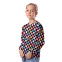 Multicolored Donuts On A Black Background Kids  Long Sleeve Tee with Frill  View2