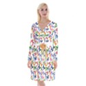 Bright Butterflies Circle In The Air Long Sleeve Velvet Front Wrap Dress View1