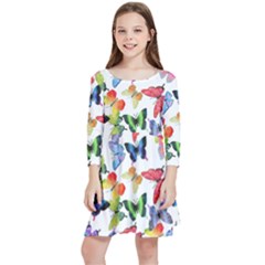 Bright Butterflies Circle In The Air Kids  Quarter Sleeve Skater Dress by SychEva