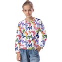 Bright Butterflies Circle In The Air Kids  Long Sleeve Tee with Frill  View1