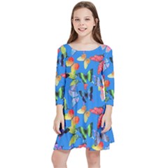 Bright Butterflies Circle In The Air Kids  Quarter Sleeve Skater Dress by SychEva