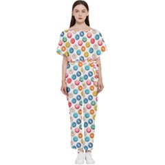 Multicolored Sweet Donuts Batwing Lightweight Jumpsuit by SychEva