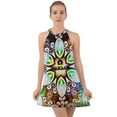 375 Chroma Digital Art Custom Halter Tie Back Chiffon Dress by Drippycreamart