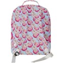 Pink And White Donuts On Blue Double Compartment Backpack View3