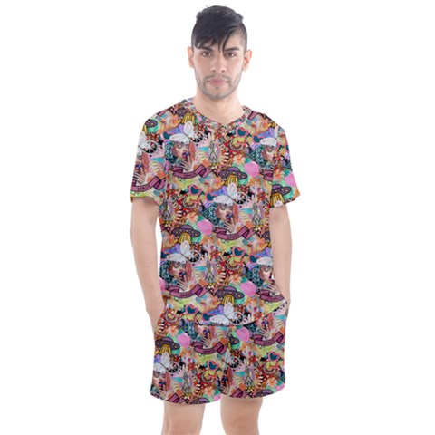 Retro Color Men s Mesh Tee And Shorts Set by Sparkle