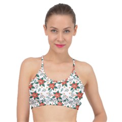 Large Christmas Poinsettias On White Basic Training Sports Bra by PodArtist