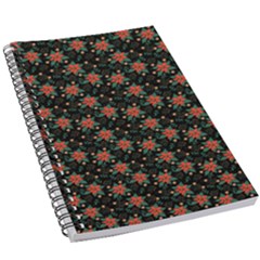 Medium Red Christmas Poinsettias On Black 5 5  X 8 5  Notebook by PodArtist