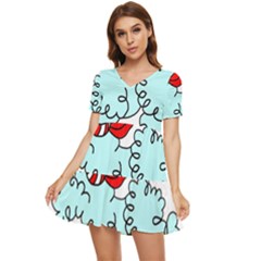 Doodle Poodle  Tiered Short Sleeve Mini Dress by IIPhotographyAndDesigns