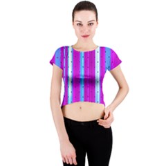 Warped Stripy Dots Crew Neck Crop Top by essentialimage365