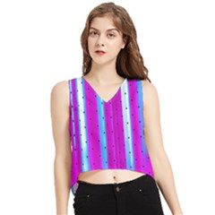 Warped Stripy Dots V-neck Cropped Tank Top by essentialimage365