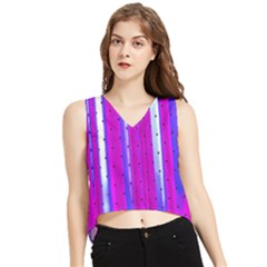 Warped Stripy Dots V-neck Cropped Tank Top by essentialimage365