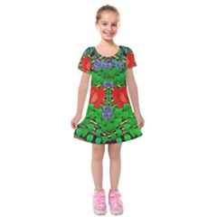 A Island Of Roses In The Calm Sea Kids  Short Sleeve Velvet Dress by pepitasart