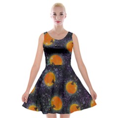 Space Pumpkins Velvet Skater Dress by SychEva