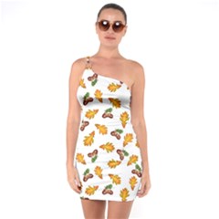 Oak Leaves And Acorns One Soulder Bodycon Dress by SychEva