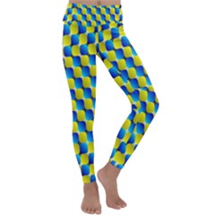 Illusion Waves Pattern Kids  Lightweight Velour Classic Yoga Leggings by Sparkle