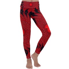 Illusion Waves Pattern Kids  Lightweight Velour Classic Yoga Leggings by Sparkle