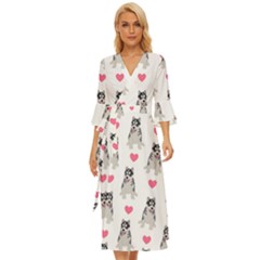 Little Husky With Hearts Midsummer Wrap Dress by SychEva