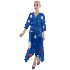 Christmas Pattern Tree Design Quarter Sleeve Wrap Front Maxi Dress by Sapixe