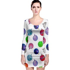 Christmas Balls Long Sleeve Bodycon Dress by SychEva