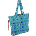 Green 50s Pattern Drawstring Tote Bag View2