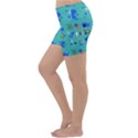 Green 50s Pattern Lightweight Velour Yoga Shorts View2