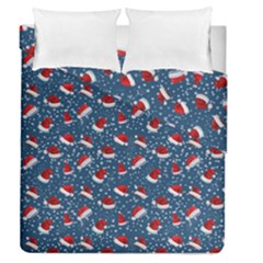 Blue Christmas Hats Duvet Cover Double Side (queen Size) by SychEva