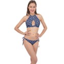 Blue Christmas Hats Cross Front Halter Bikini Set View1