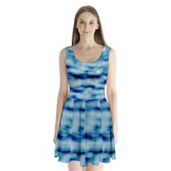 Blue Waves Abstract Series No5 Split Back Mini Dress  by DimitriosArt