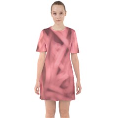 Red Flames Abstract No2 Sixties Short Sleeve Mini Dress by DimitriosArt