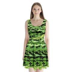 Green  Waves Abstract Series No11 Split Back Mini Dress  by DimitriosArt