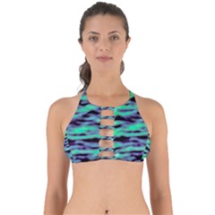 Green  Waves Abstract Series No6 Perfectly Cut Out Bikini Top by DimitriosArt