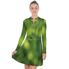 Green Vibrant Abstract No3 Long Sleeve Panel Dress by DimitriosArt