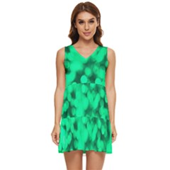 Light Reflections Abstract No10 Green Tiered Sleeveless Mini Dress by DimitriosArt