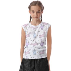Unicorn Cats Pattern 2 Kids  Raglan Cap Sleeve Tee by Littlebird