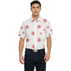 Lips Bubblegum Pattern Men s Short Sleeve Pocket Shirt  by Littlebird