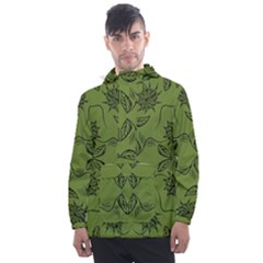 Floral Folk Damask Pattern Fantasy Flowers Floral Geometric Fantasy Men s Front Pocket Pullover Windbreaker by Eskimos