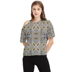 Floral Folk Damask Pattern Fantasy Flowers Floral Geometric Fantasy One Shoulder Cut Out Tee by Eskimos