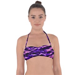 Purple  Waves Abstract Series No1 Halter Bandeau Bikini Top by DimitriosArt