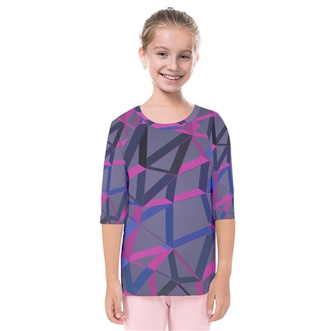 3d Lovely Geo Lines Kids  Quarter Sleeve Raglan Tee by Uniqued