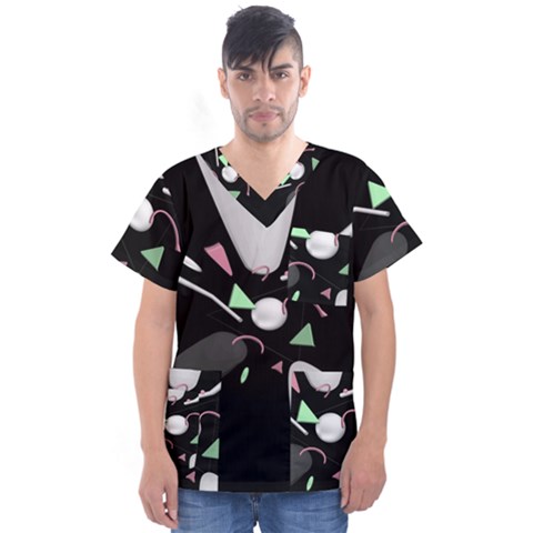 Digital Illusion Men s V-neck Scrub Top by Sparkle