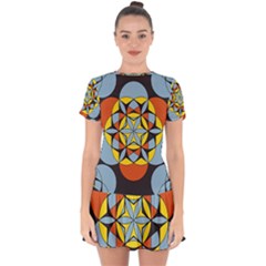 Abstract Pattern Geometric Backgrounds   Drop Hem Mini Chiffon Dress by Eskimos