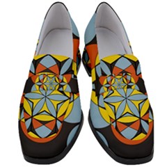 Abstract Pattern Geometric Backgrounds   Women s Chunky Heel Loafers by Eskimos