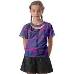 3d Lovely Geo Lines Kids  Front Cut Tee by Uniqued