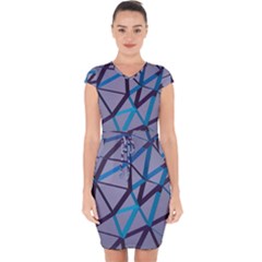 3d Lovely Geo Lines 2 Capsleeve Drawstring Dress  by Uniqued