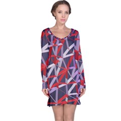 3d Lovely Geo Lines Vii Long Sleeve Nightdress by Uniqued